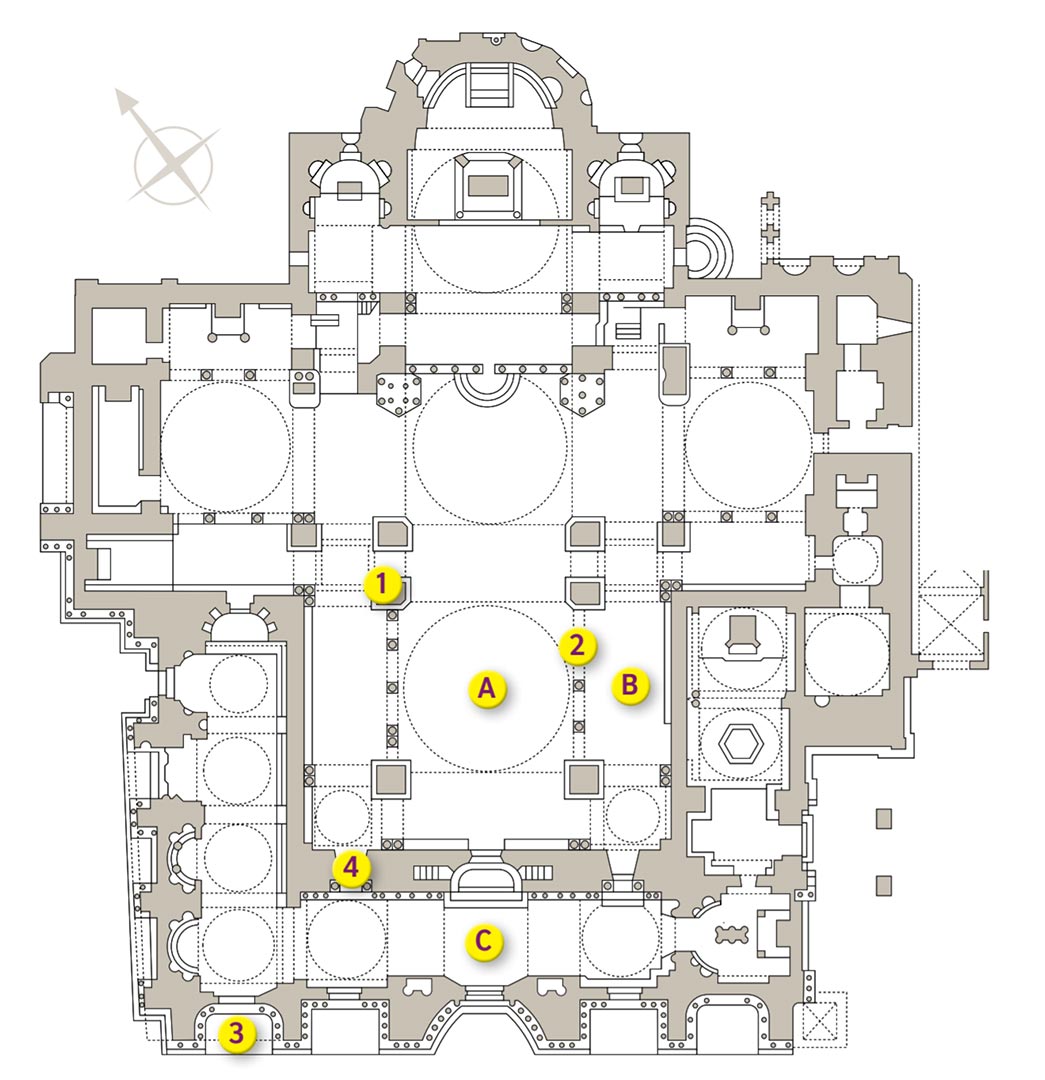 Mappa della Basilica di San Marco con percorso di visita
